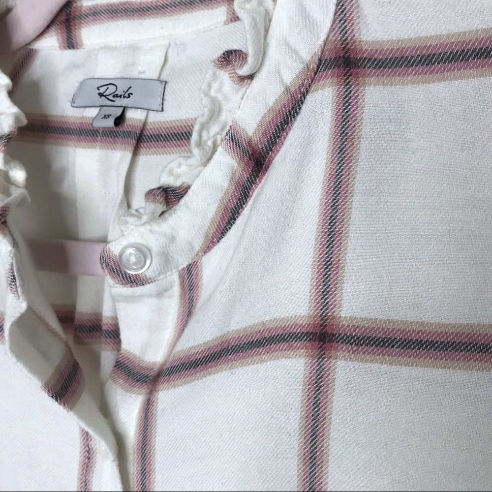 Rails Andie Ruffled Button Down Plaid Flannel Shi… - image 4